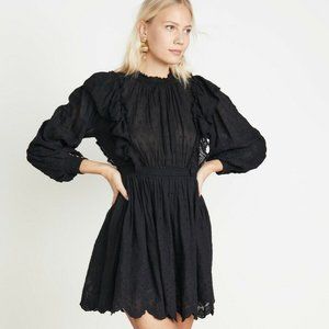Sz 6 Womens Ulla Johnson Cotton Ruffled  Dress long sleeve crochet designer new